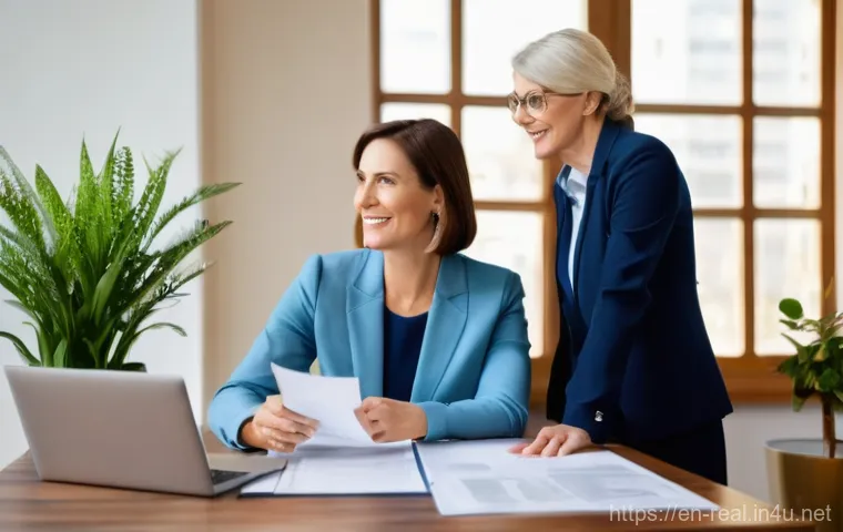 공인중개사 자격증 취득 후 사회적 가치 창출 사례 - **Prompt:** A male real estate agent in his 40s, wearing a smart casual outfit, stands in a modern k...