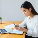 공인중개사 시험 대비 독창적인 학습 전략 사례 - **Prompt:** A focused, diverse female student in her late 20s, wearing a smart casual outfit (long-s...