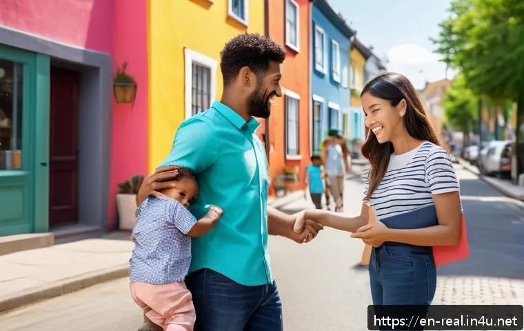 공인중개사와 부동산 관련 사회적 영향의 분석적 접근 - A diverse real estate agent warmly welcoming a young family with a toddler wearing a diaper into a v...