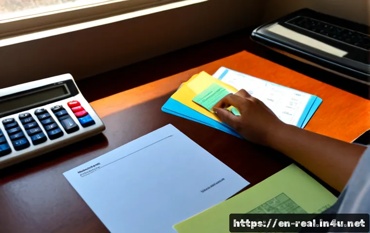 공인중개사 시험 대비 독창적인 학습 전략 연구 - Photorealistic overhead view of an organized home study desk for a real estate licensing exam, adult...